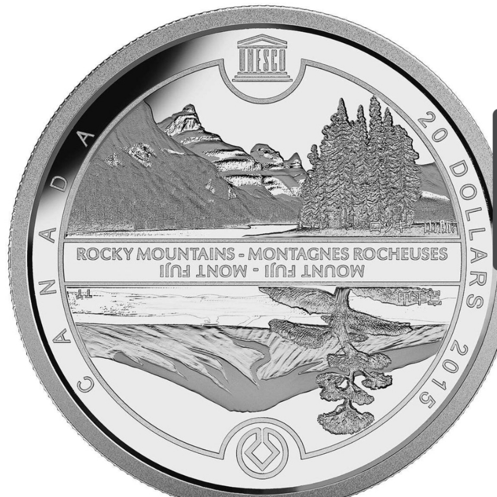 2015 RCM $20 UNESCO at Home & Abroad: Mount Fuji & The Canadian Rockies Coin